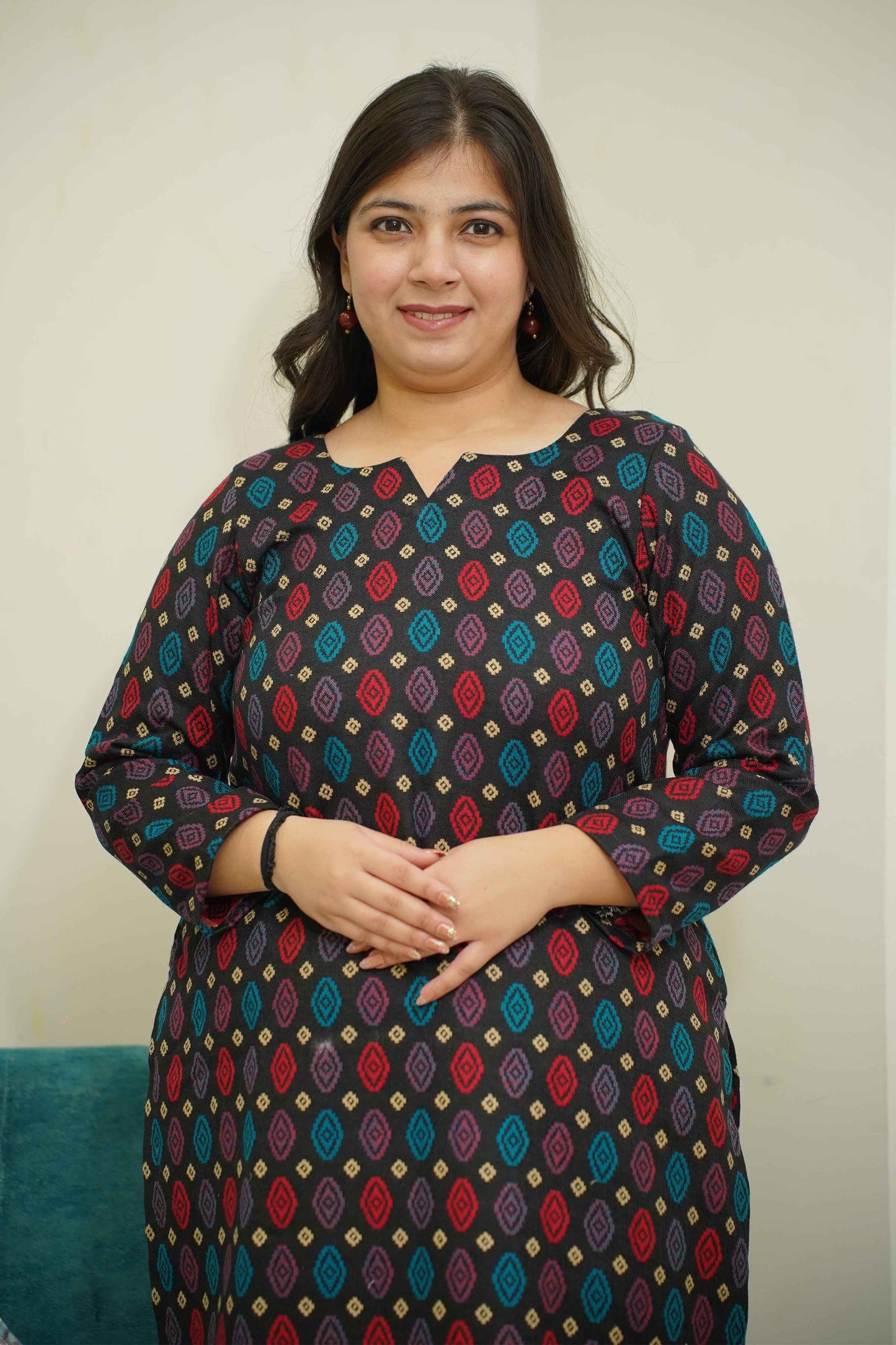 Starry Black Woollen Kurta