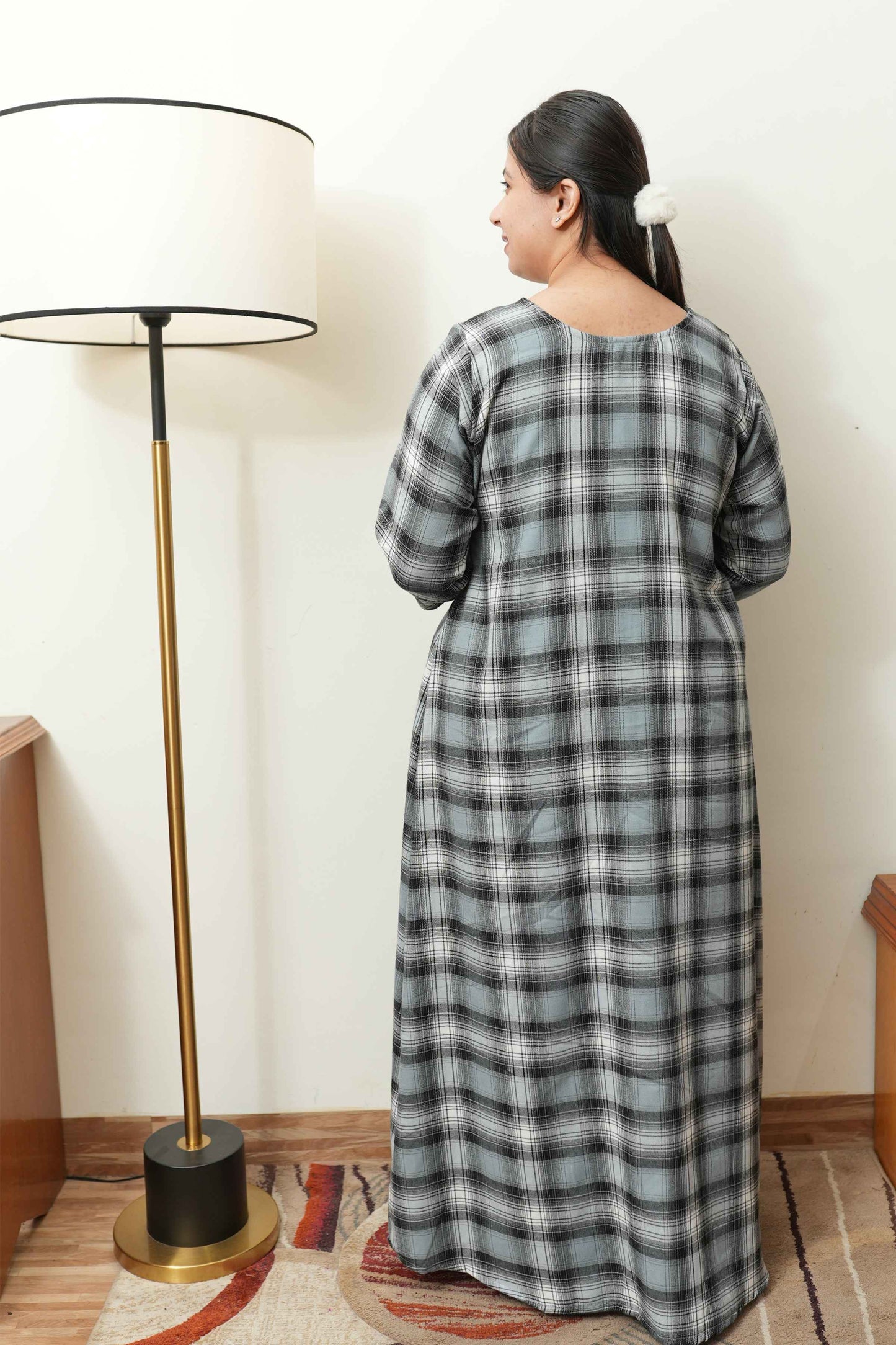 Buy Plus Size Dreamy Drizzle Woollen Night Gown At Apella | Sizes XS to 10 XL | India | Free Delivery | Customized