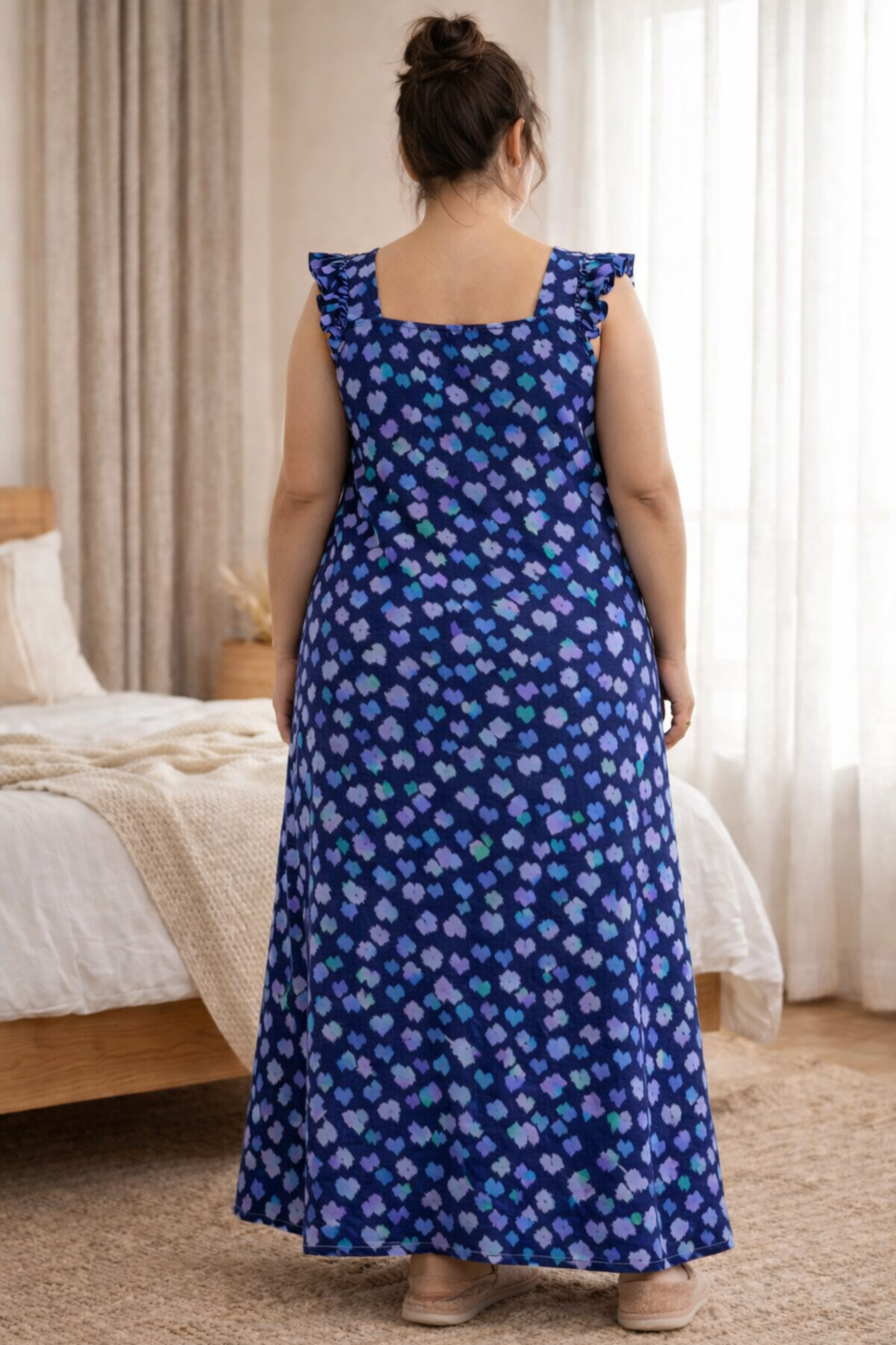 Midnight Petal Rayon Lounge Dress