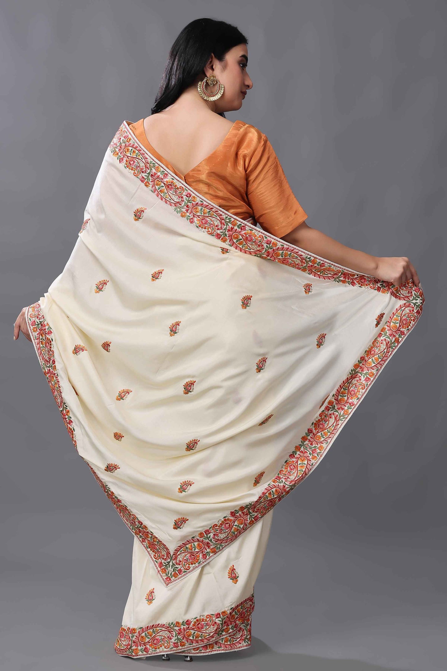 Buy Plus Size Copper Sparkle Silk Blouse At Apella | Sizes XS to 10 XL | India | Free Delivery | Customized