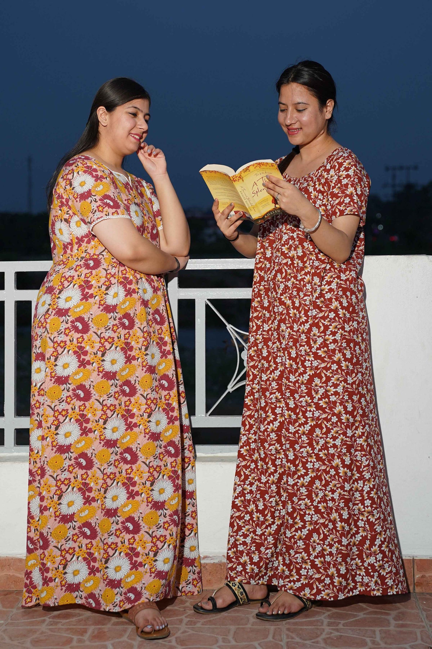 Buy Plus Size Rusty Floral Rayon Night Gown At Apella | Sizes XS to 10 XL | India | Free Delivery | Customized