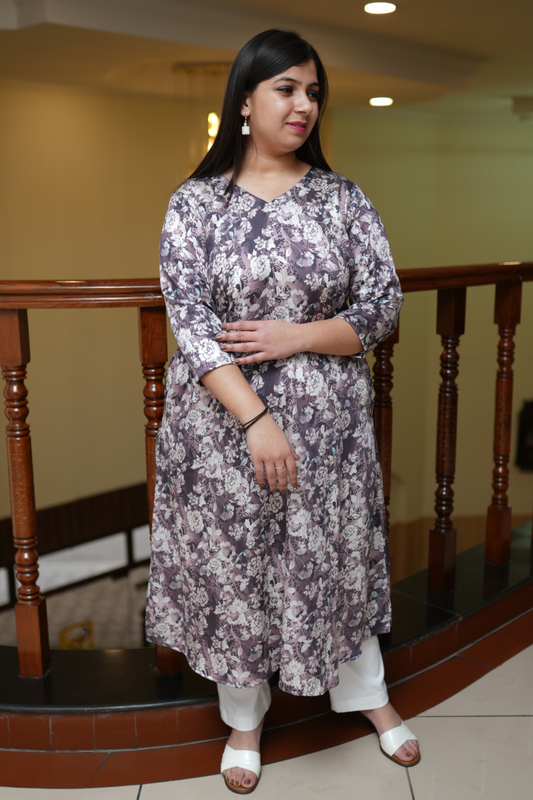 Buy Plus Size Burgundy Charm A-line Kurta Set At Apella | Sizes XS to 10 XL | India | Free Delivery | Customized