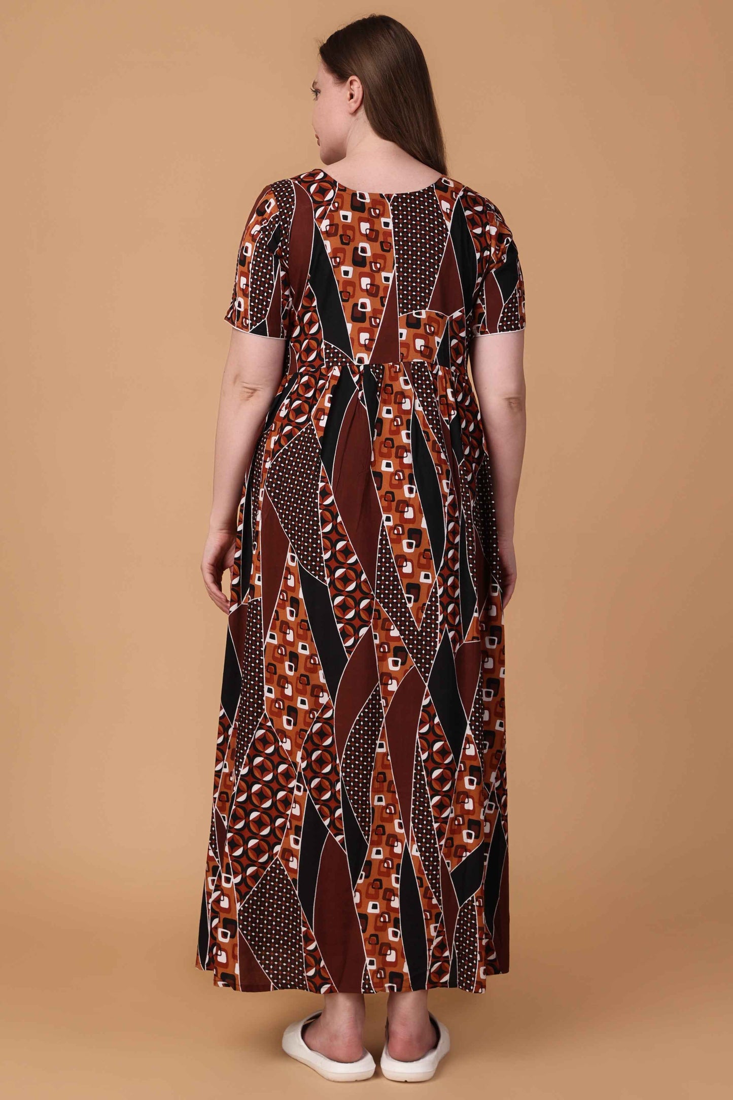 Buy Plus Size Cafe Noir Rayon Night Gown At Apella | Sizes XS to 10 XL | India | Free Delivery | Customized