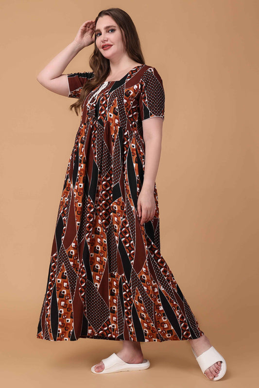 Buy Plus Size Cafe Noir Rayon Night Gown At Apella | Sizes XS to 10 XL | India | Free Delivery | Customized