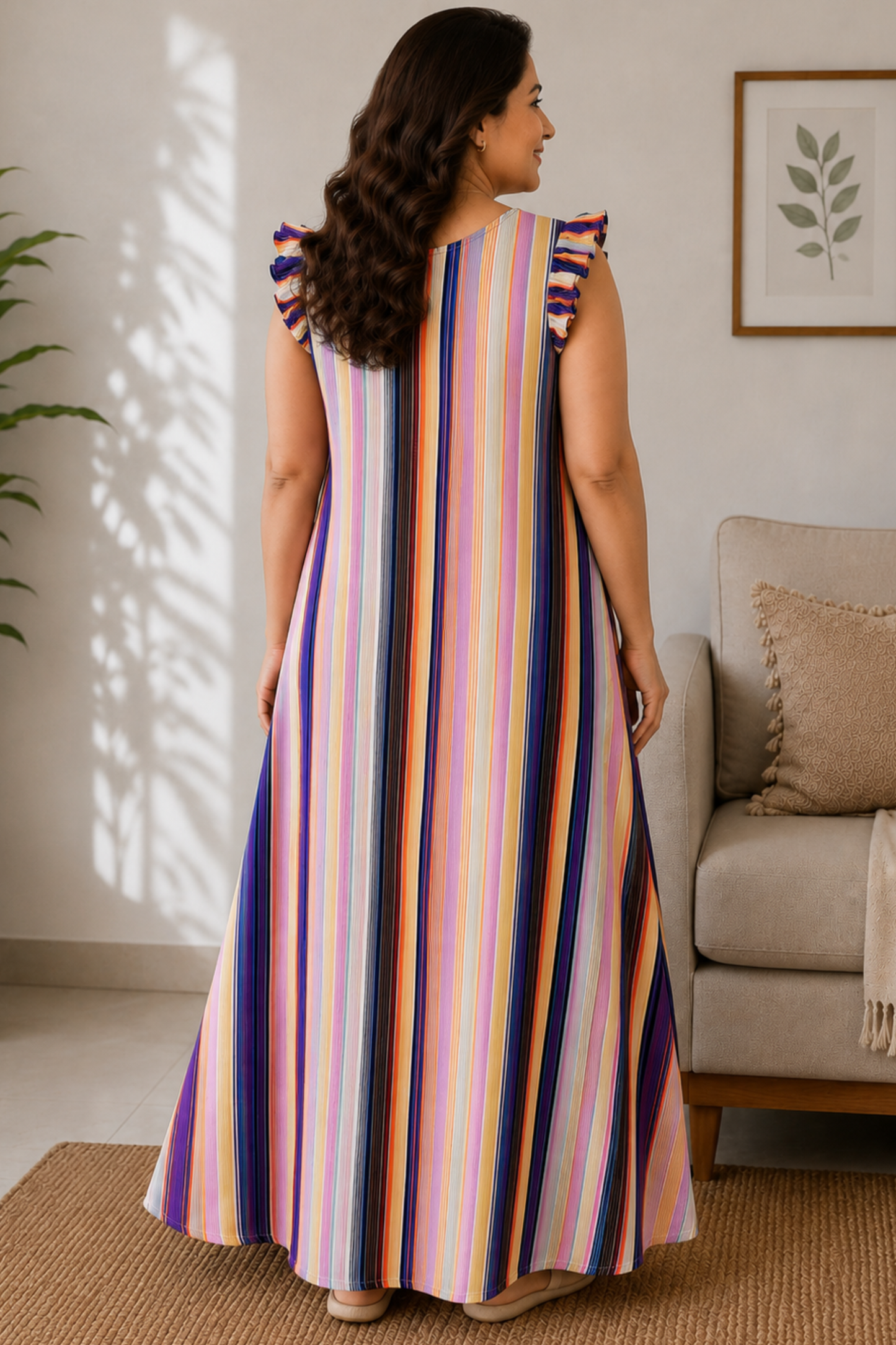 Candy Stripe Rayon Lounge Dress