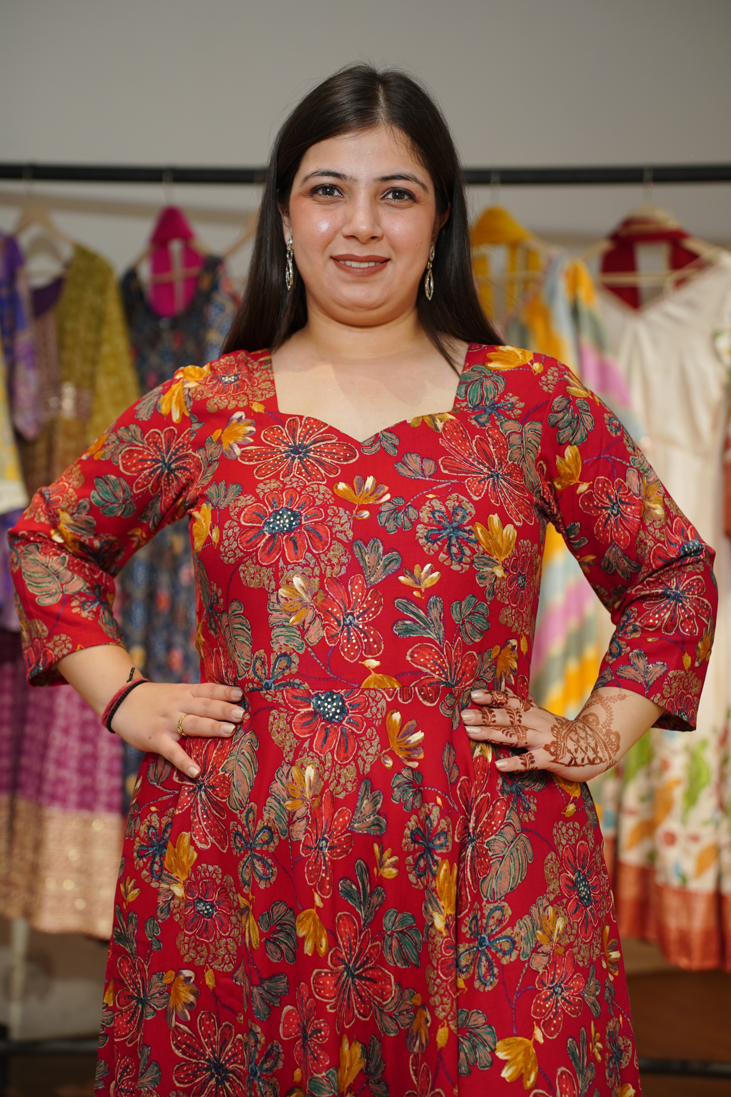 Cherry Verse Foiled Rayon Dress With Pockets