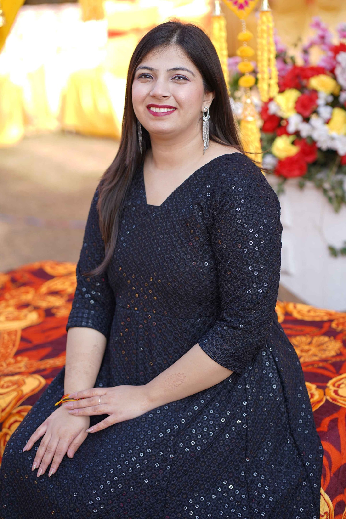 Starlit Black Sequined Fancy Dress