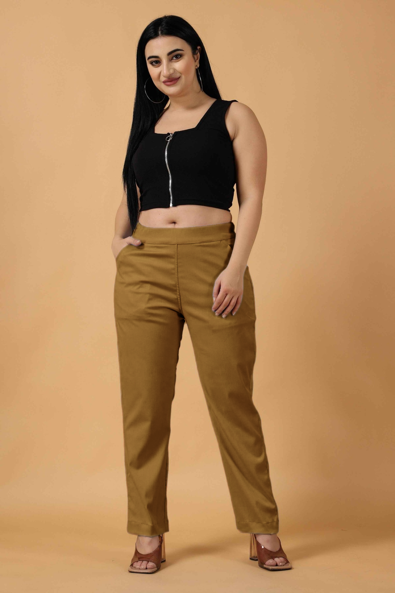 Dark Beige Premium Cotton Lycra Pant