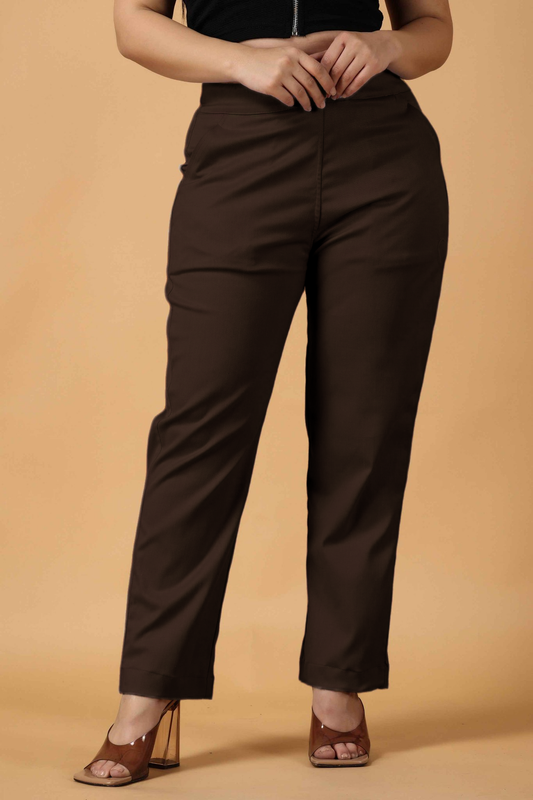 Brown Premium Cotton Lycra Pant