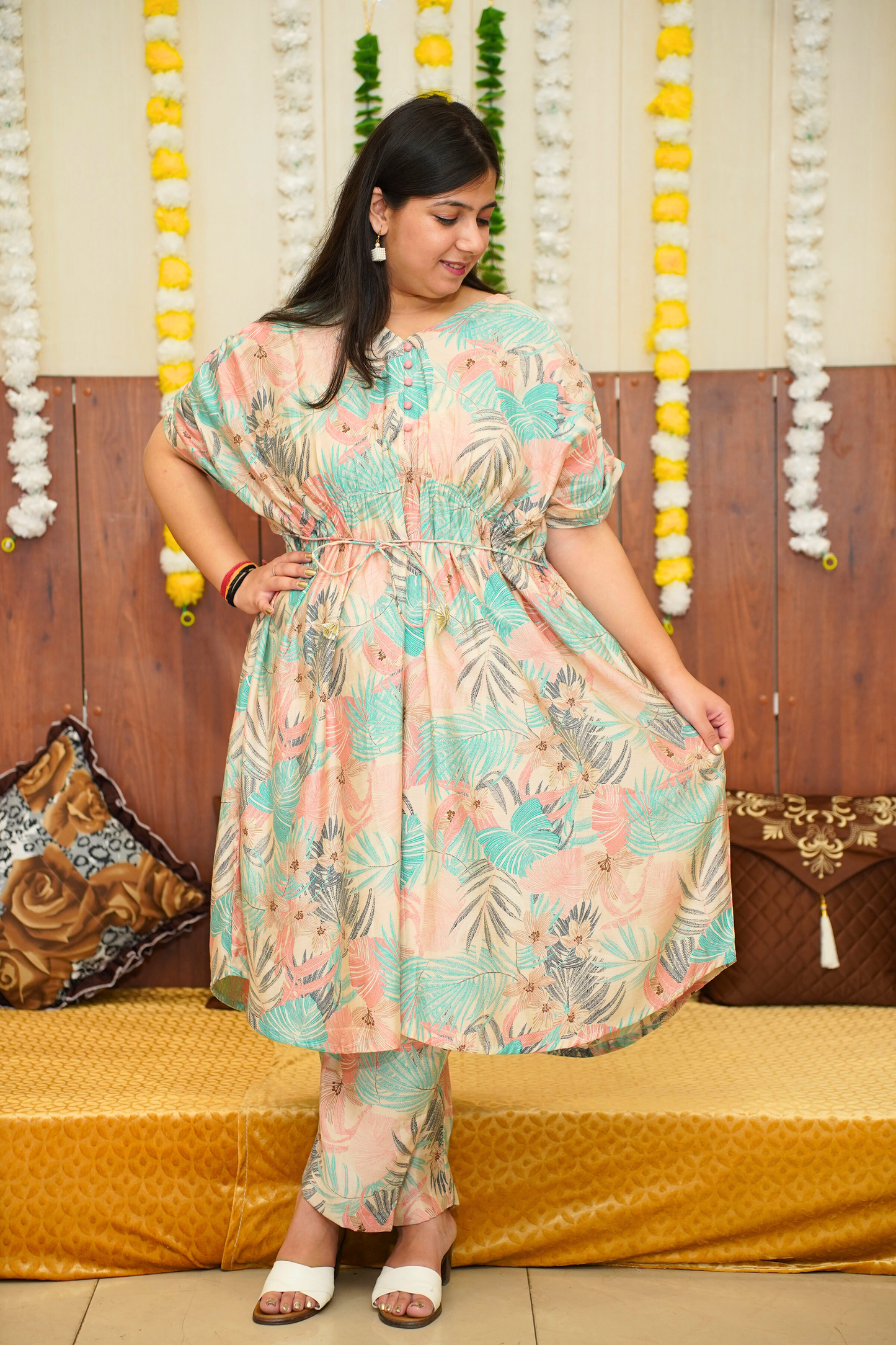 Creamy Foliage Modal Kurta Set