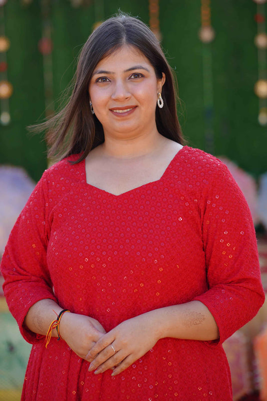 Aurora Red Sequined Fancy Dress