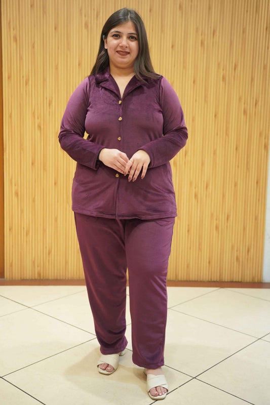 Wine Whisper Velvet Co-ord Set