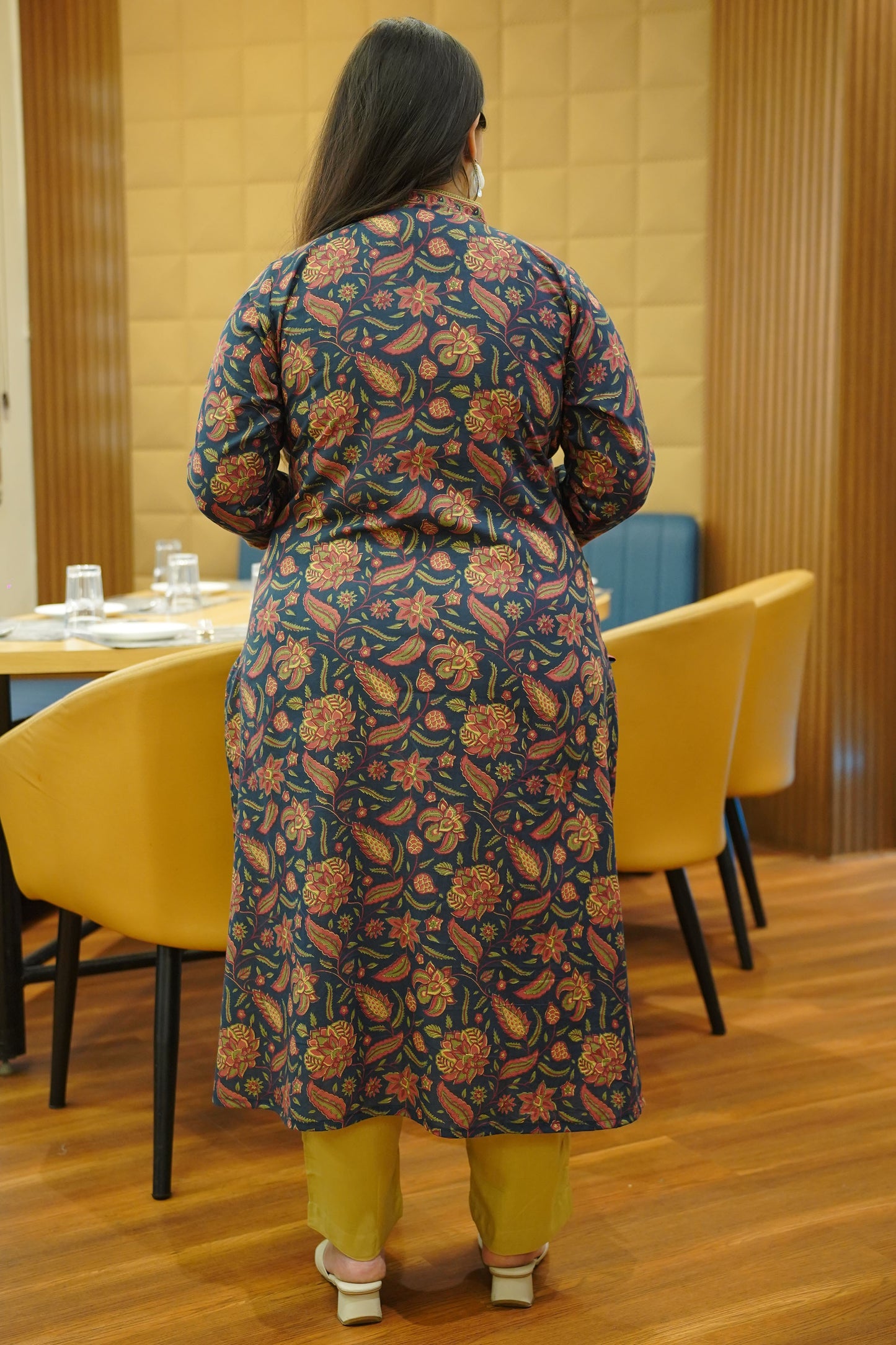 Deep Forest Printed Cotton Kali Kurta