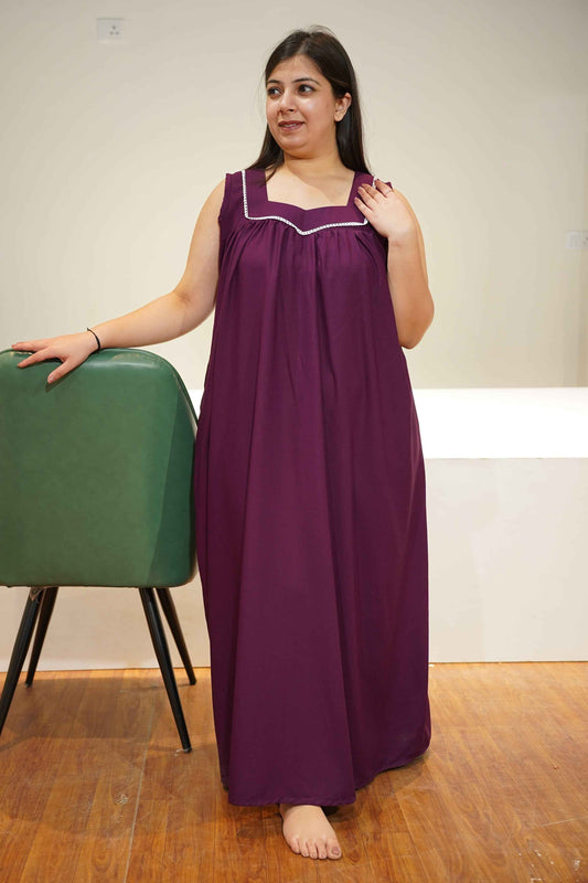 Deep Wine Rayon Night Gown