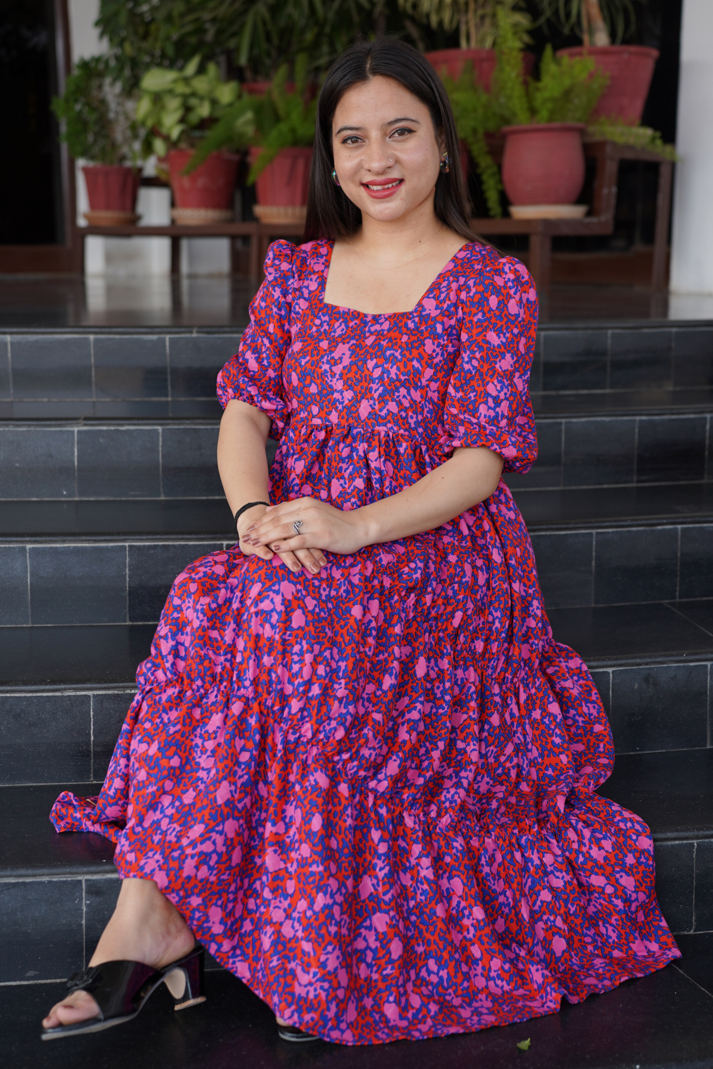 Electric Pink Tiered Dress