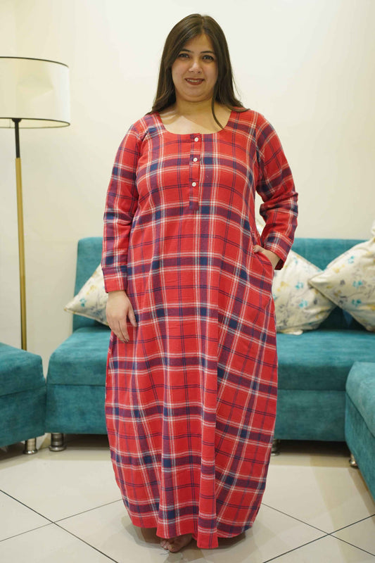 Fireside Red Woollen Night Gown