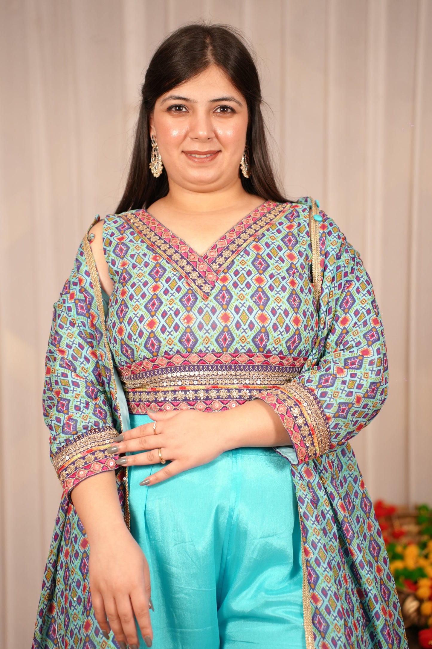 Mehfil-e-Neel Fusion Shrug Dress