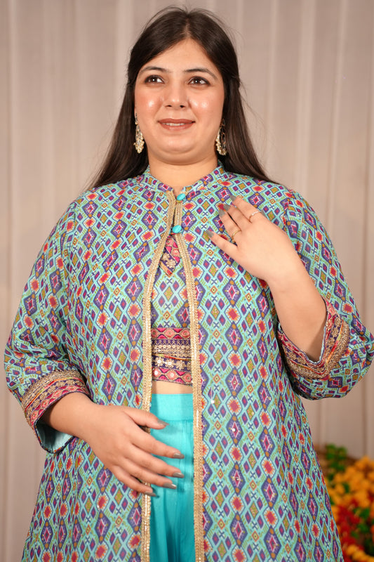 Mehfil-e-Neel Fusion Shrug Dress