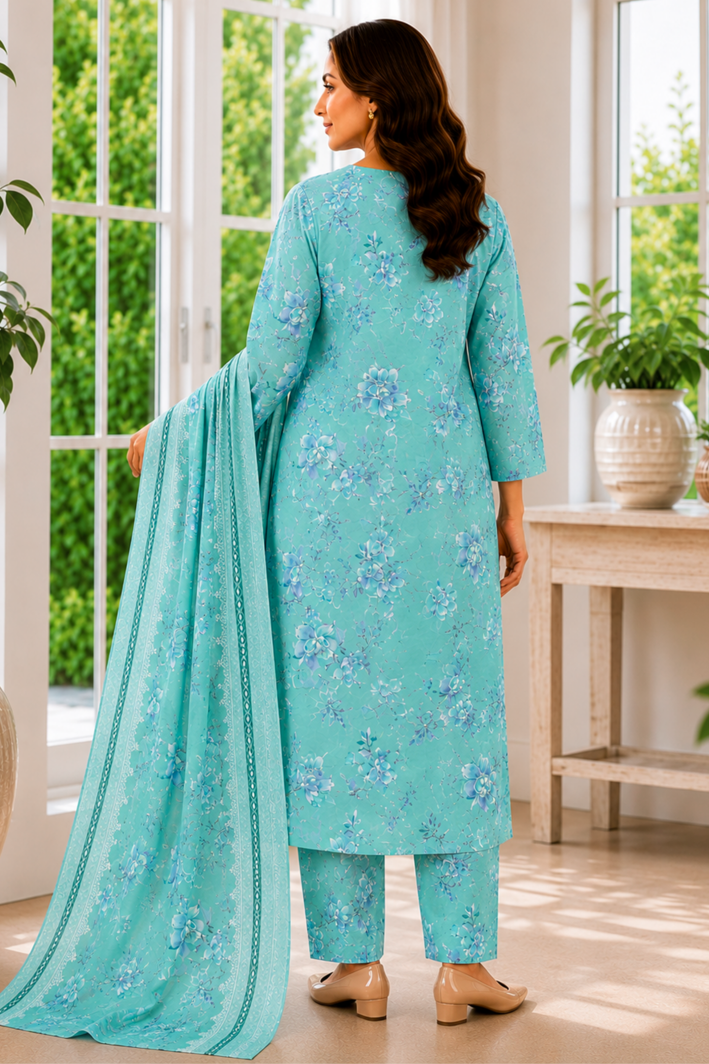 Morning Mist Foiled Cotton Salwar Suit