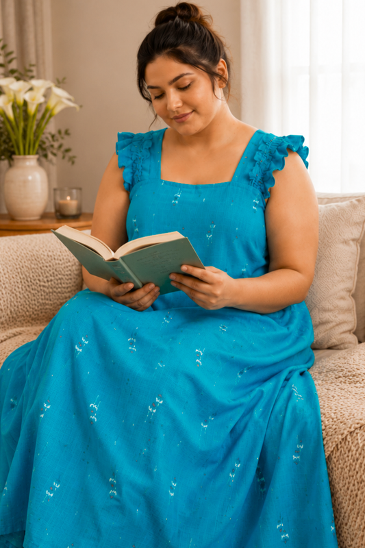 Firozi Cascade Rayon Lounge Dress
