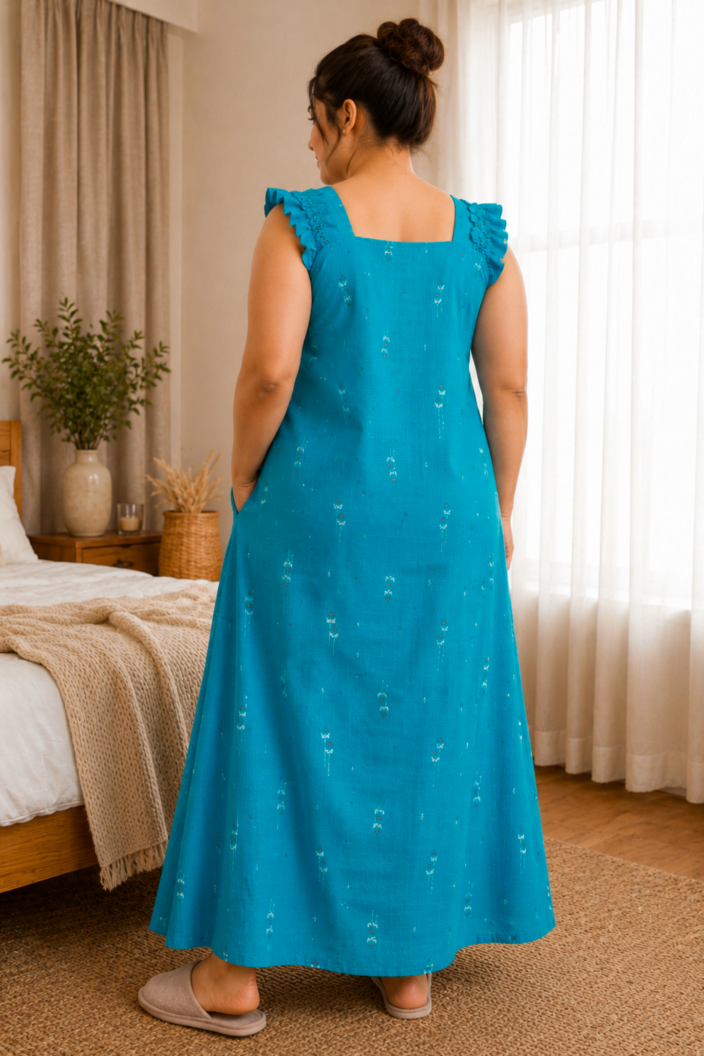 Firozi Cascade Rayon Lounge Dress
