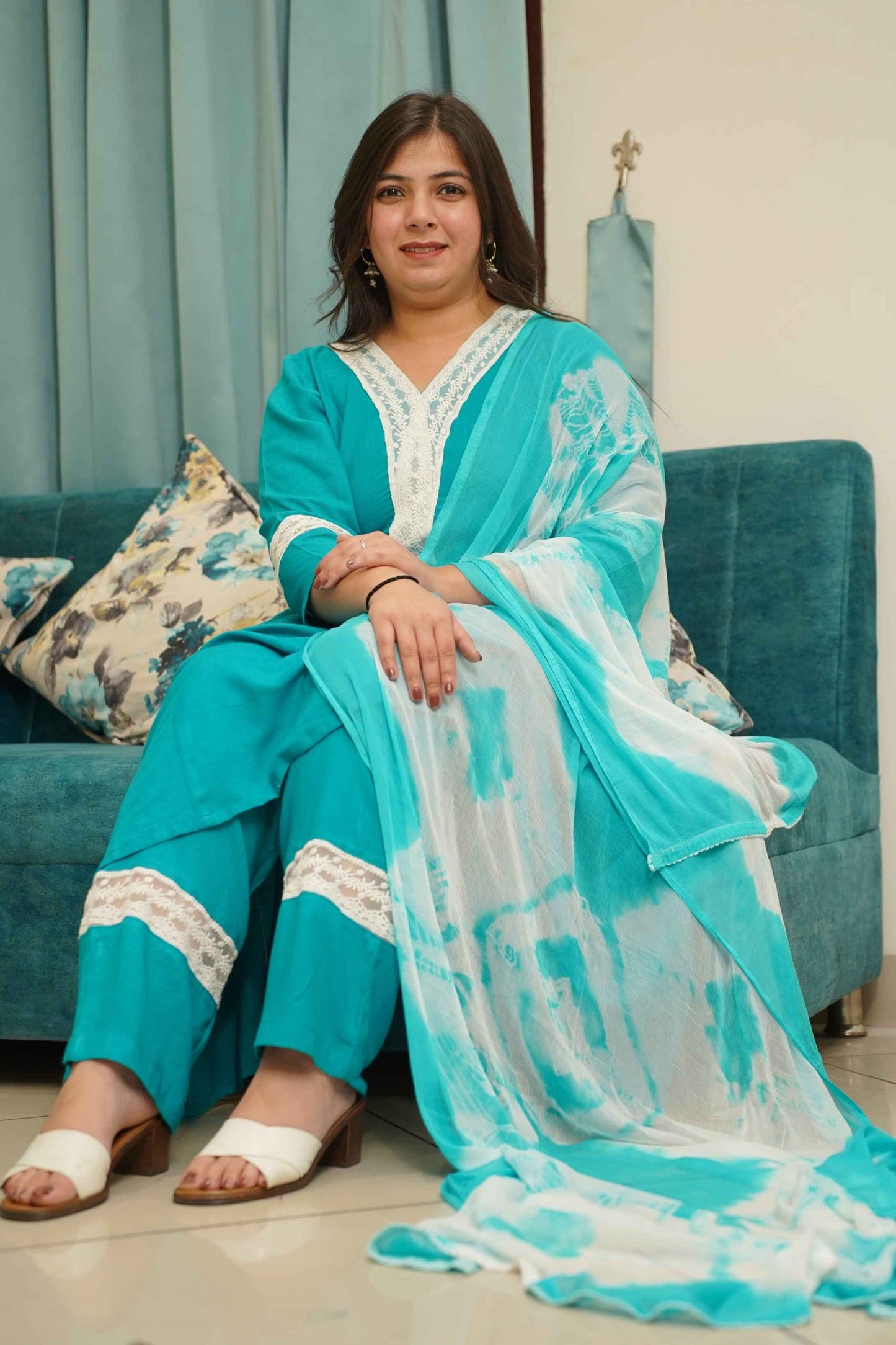 Firozi Fiesta Rayon Anarkali Set