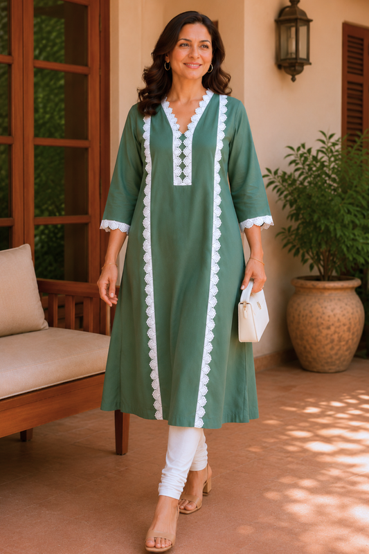 Sagewood A-line Cotton Kurta