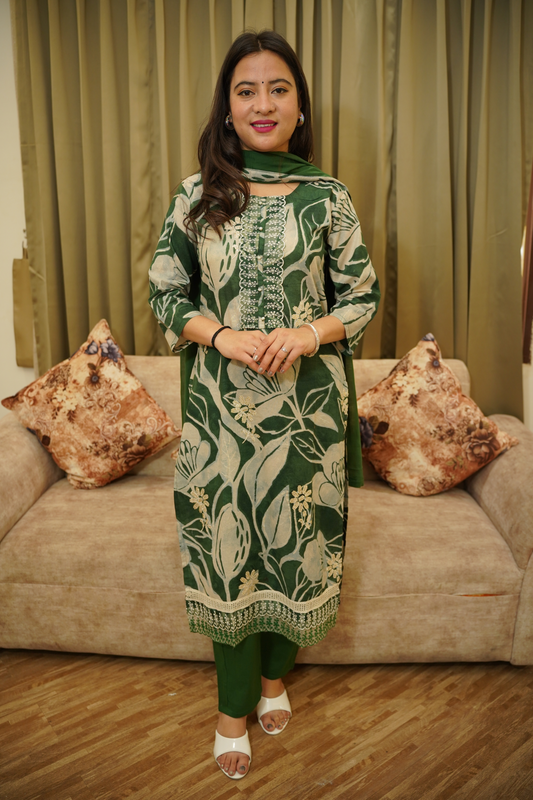 Deep Green Cotton Suit Set
