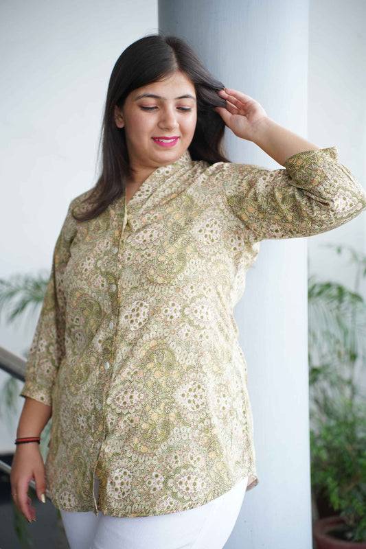 Olive Mandarin Short Kurta