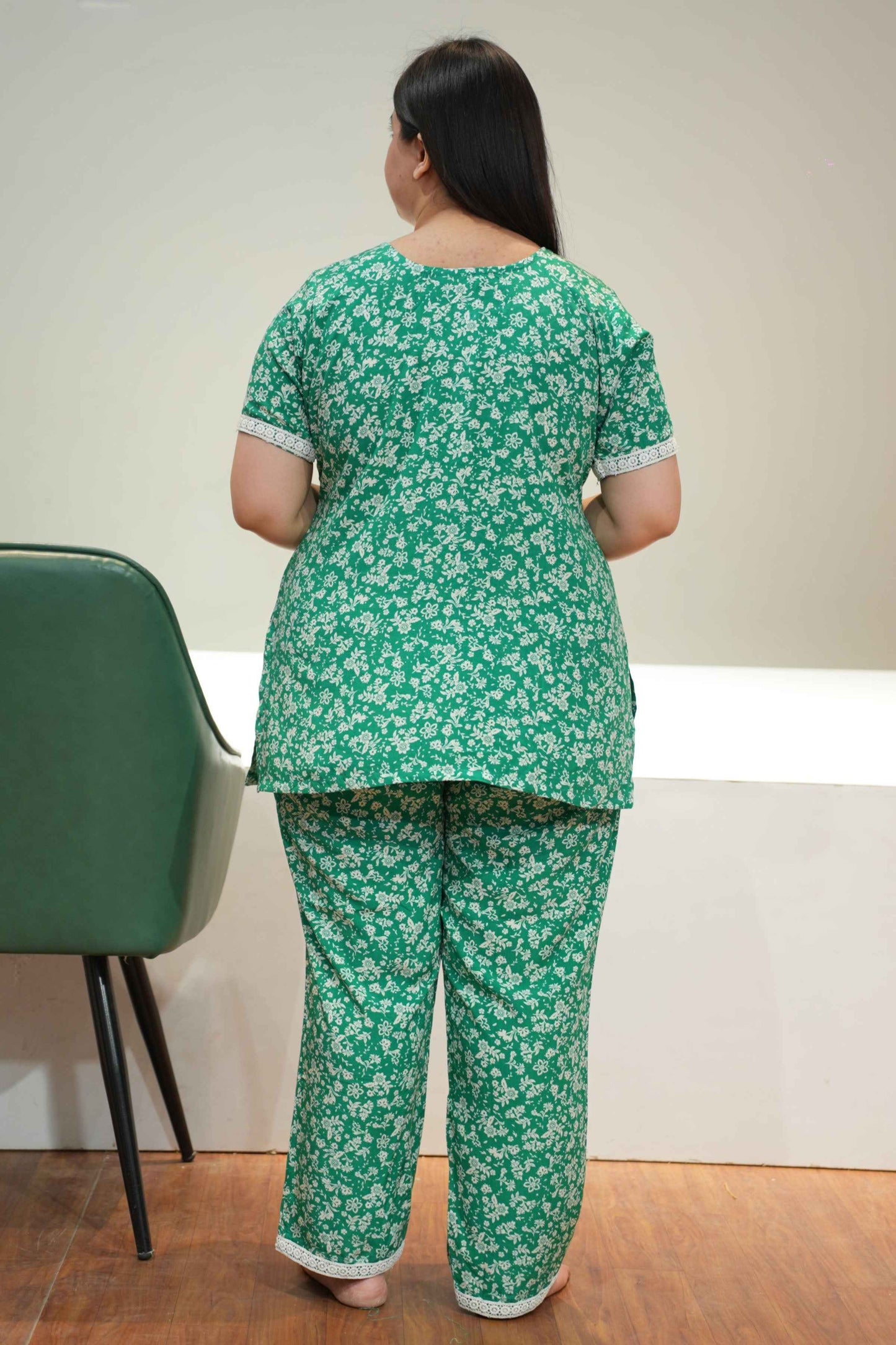 Greeny Meadow Rayon Night Suit