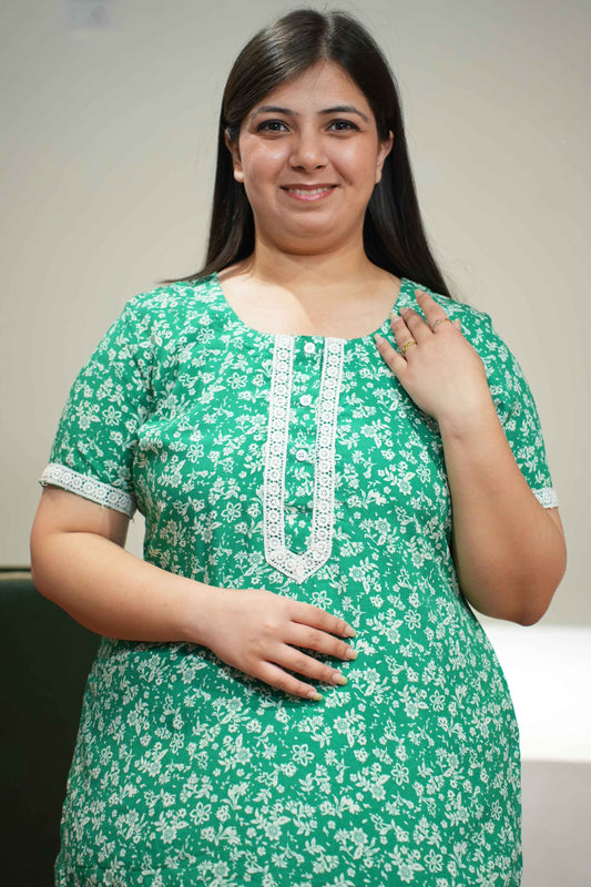 Greeny Meadow Rayon Night Suit