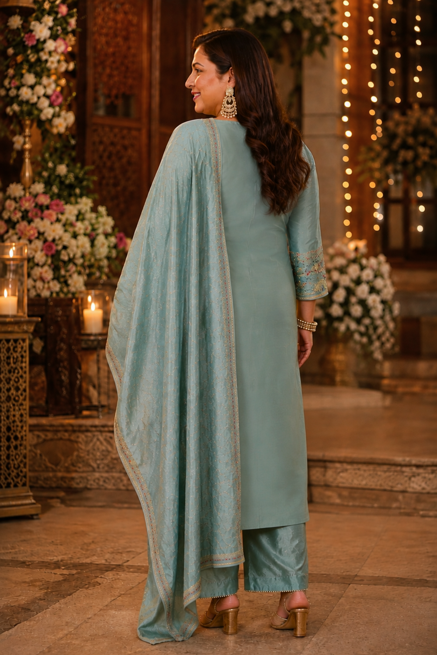 Zareenah Tissue Shimmer Suit With Zari Embroidery (Copy)