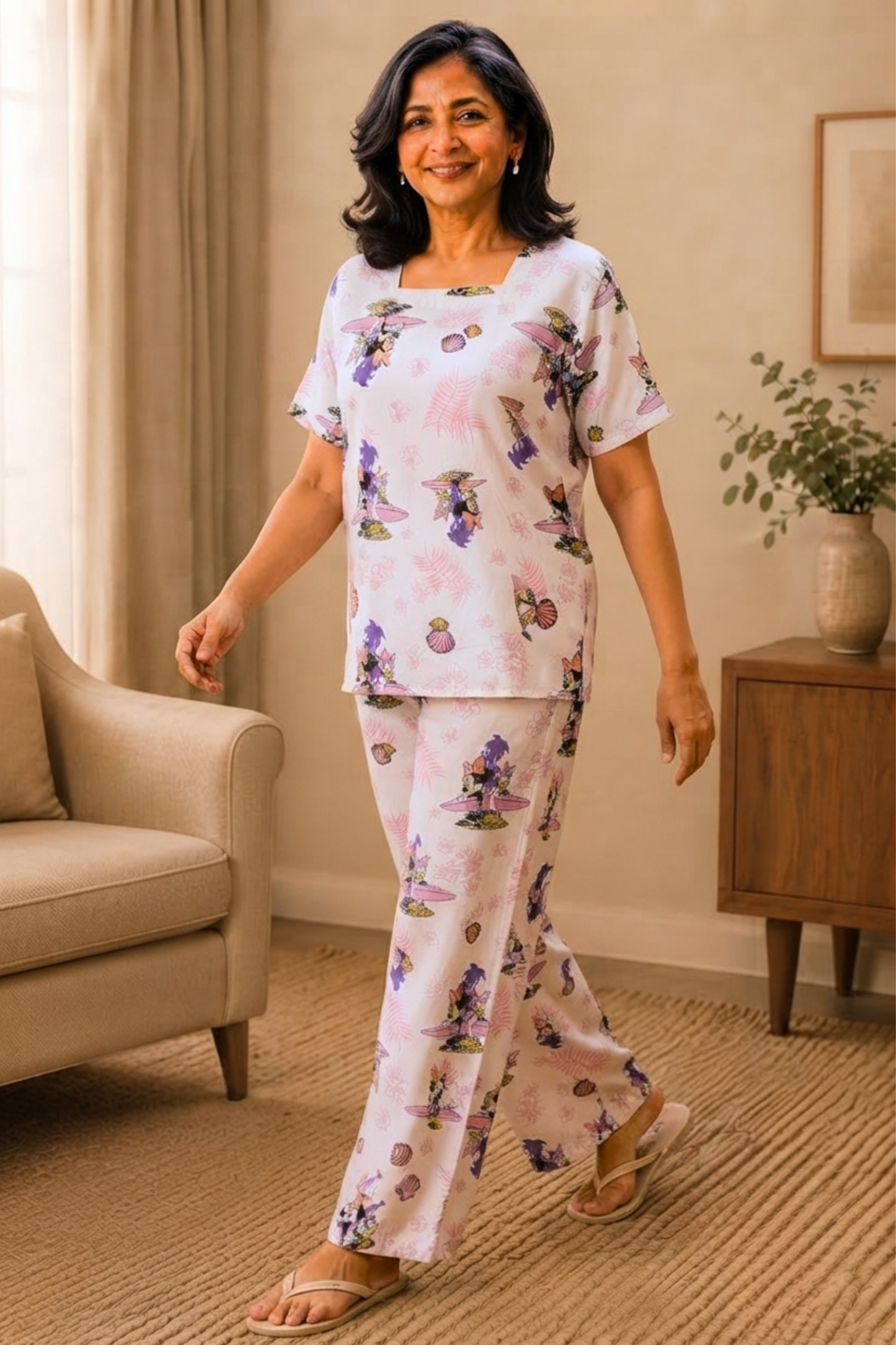 Happy Doodles Rayon Night Suit