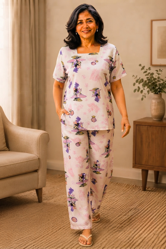 Happy Doodles Rayon Night Suit