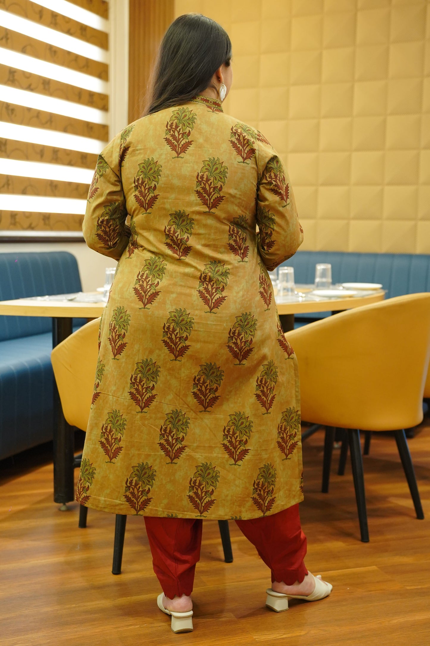 Henna Clay Block Cotton Kali Kurta