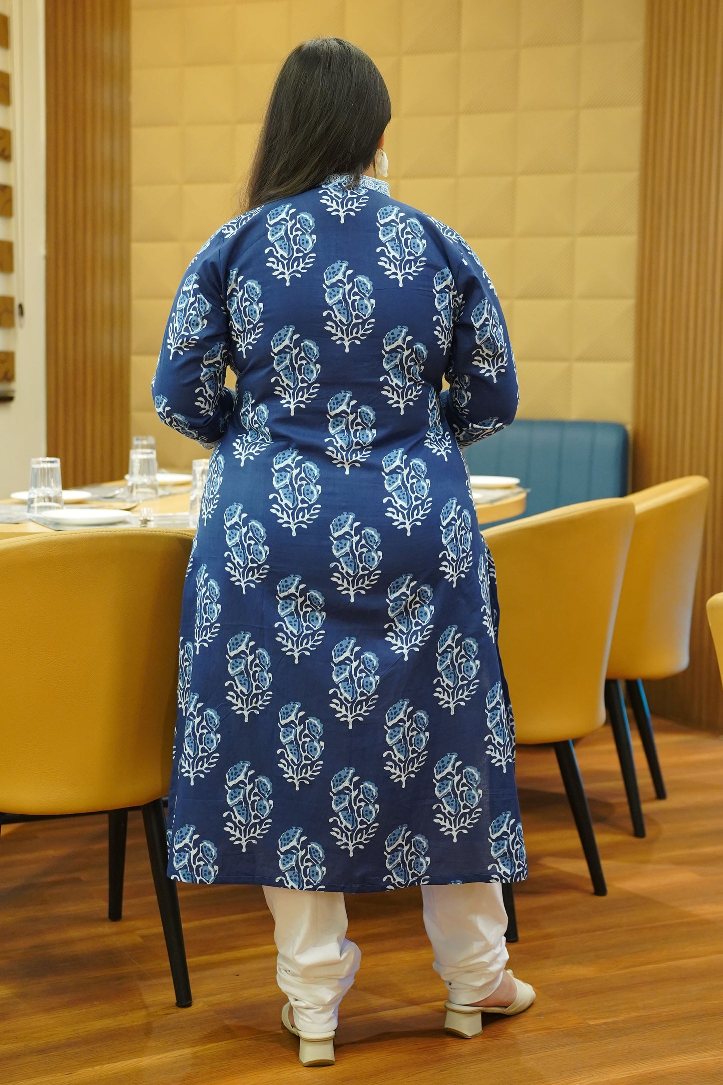 Indigo Block Printed Cotton Kali Kurta