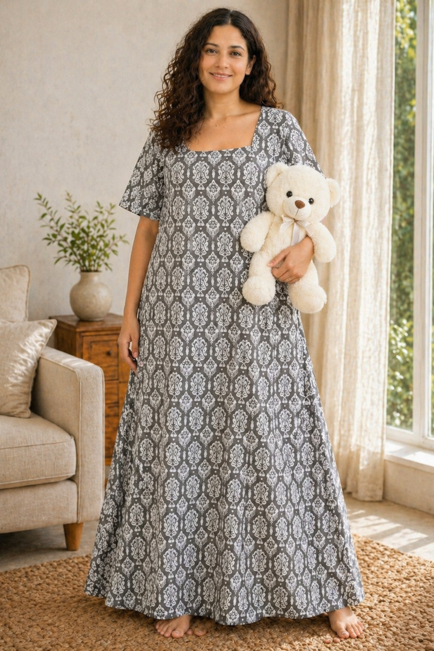 Smoky Ivory Rayon Night Gown