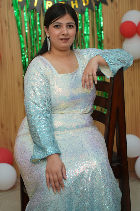 Blue Haze Ombre Shimmer Dress