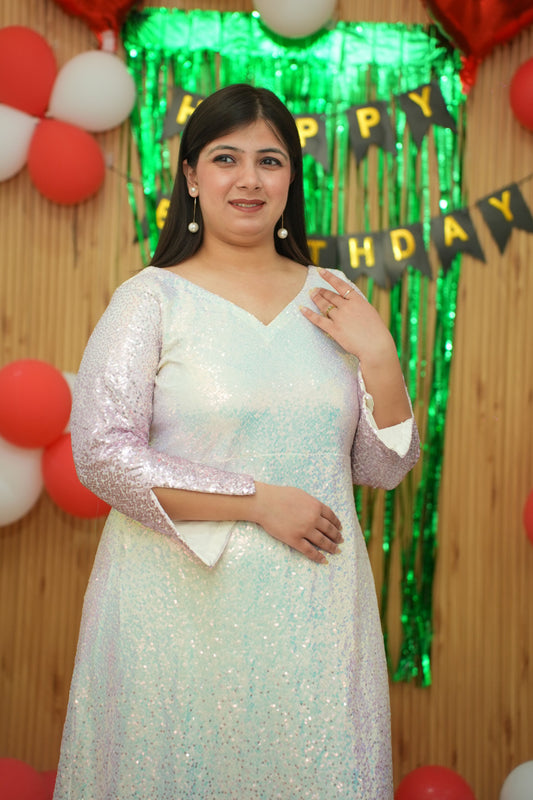 Lilac Ombre Shimmer Evening Dress