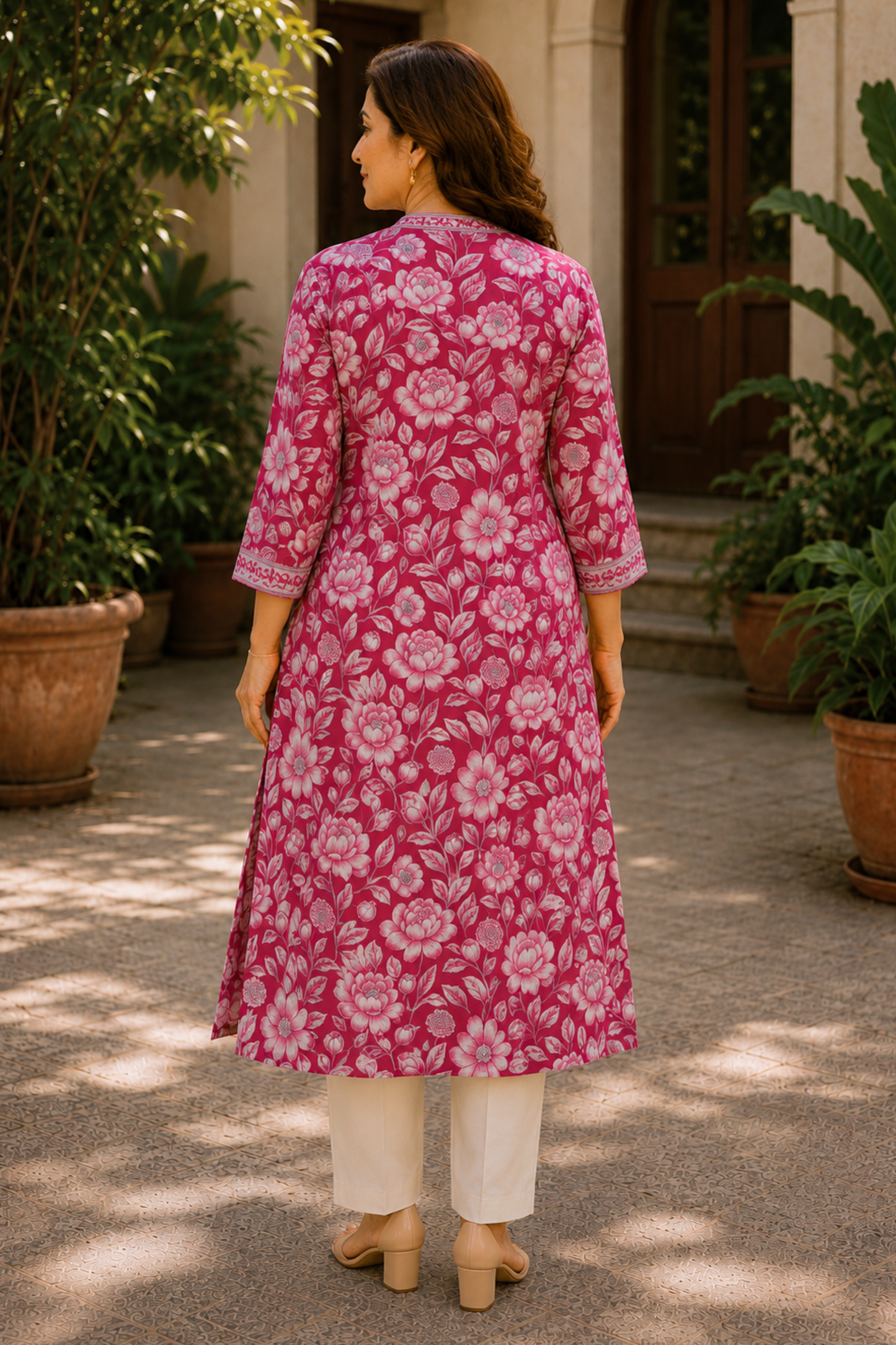 Tisha Floral A-line Cotton Kali Kurta