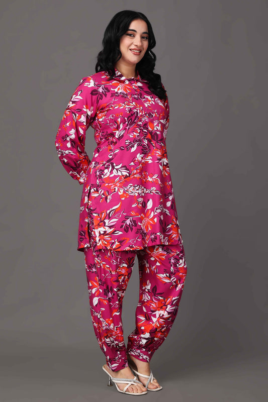 Fiery Pink Woollen Co-ord Set