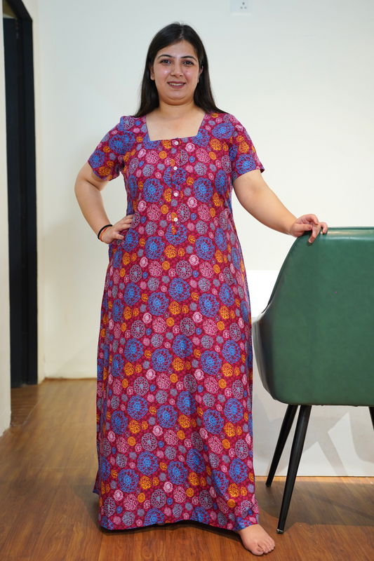 Floral Story Printed Night Gown