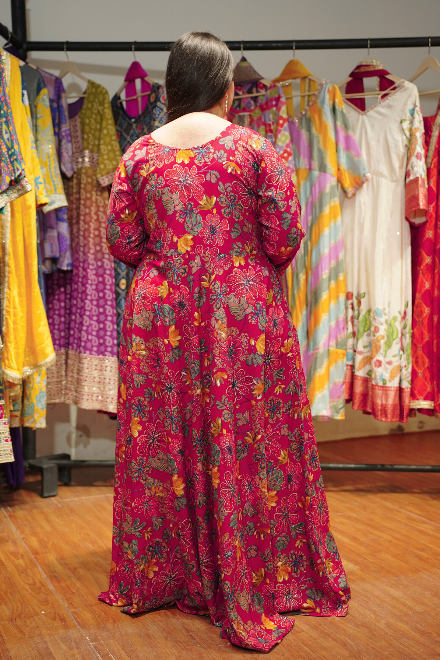 Hibiscus Lane Foiled Rayon Dress With Pockets