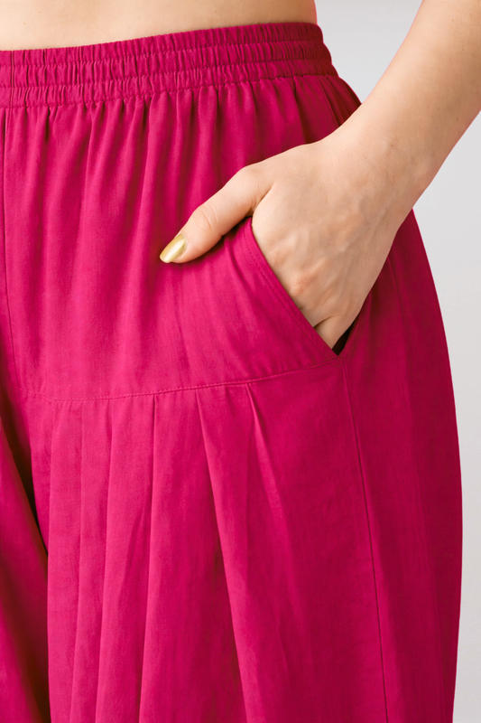 Magenta Anti Wrinkle Pleated Salwar