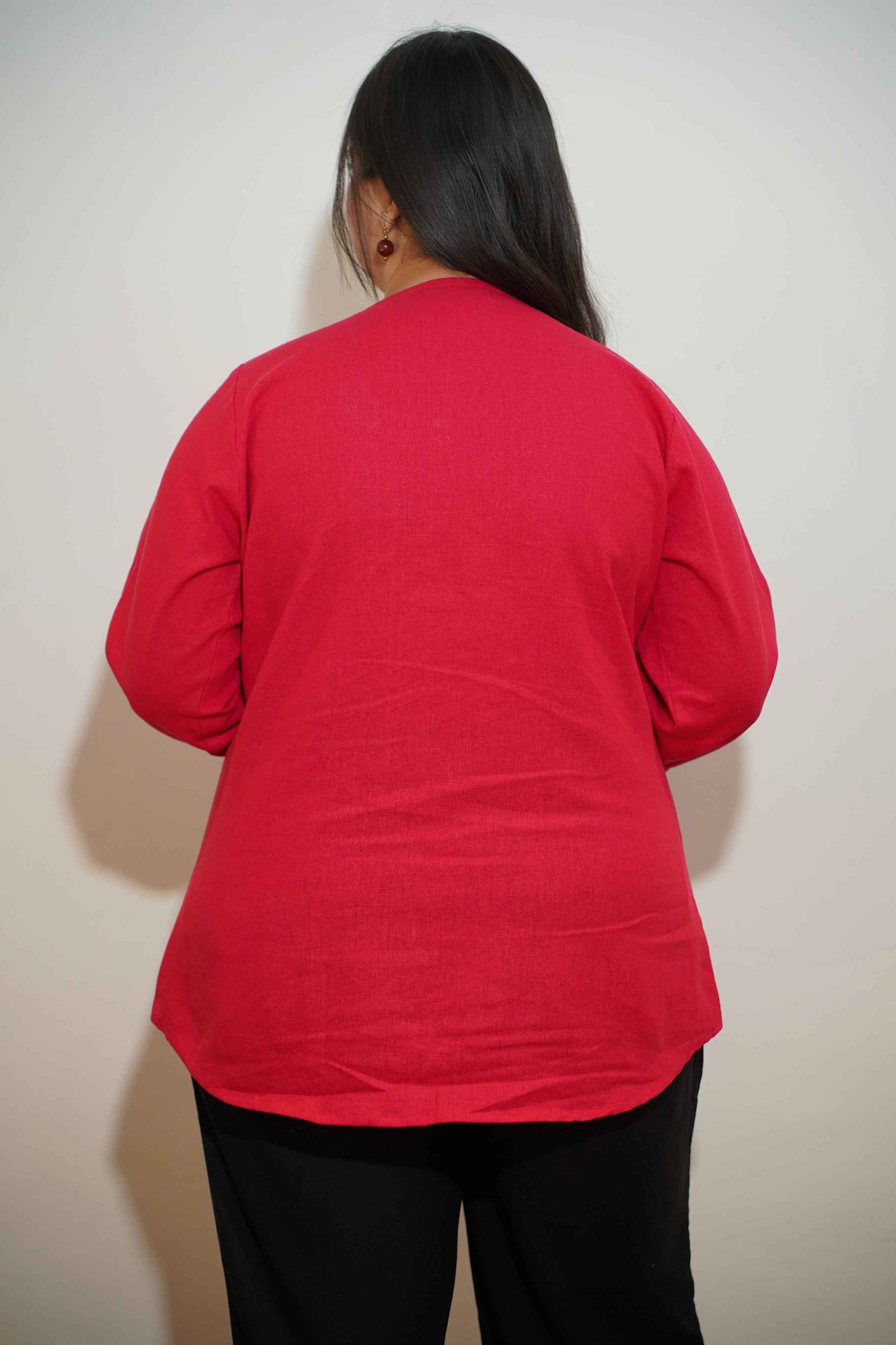 Rosy Flame Cotton Linen Kurta