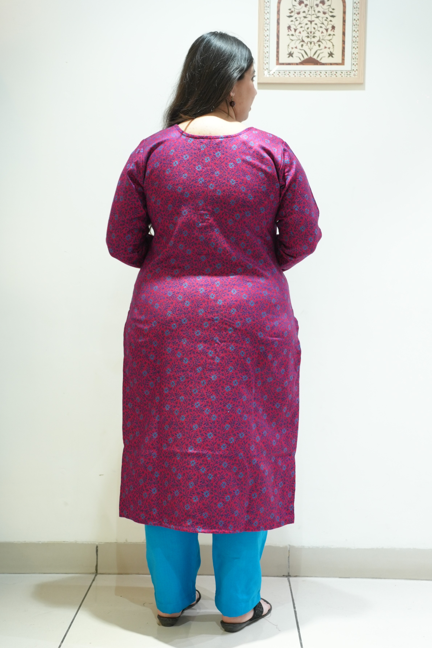 Firozi Fuchsia Woollen Kurta Set