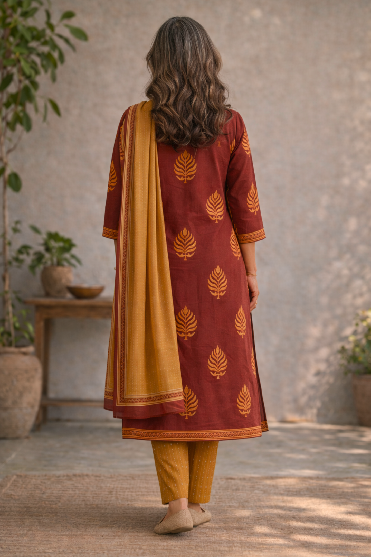 Sunlit Courtyard Block Printed Suit