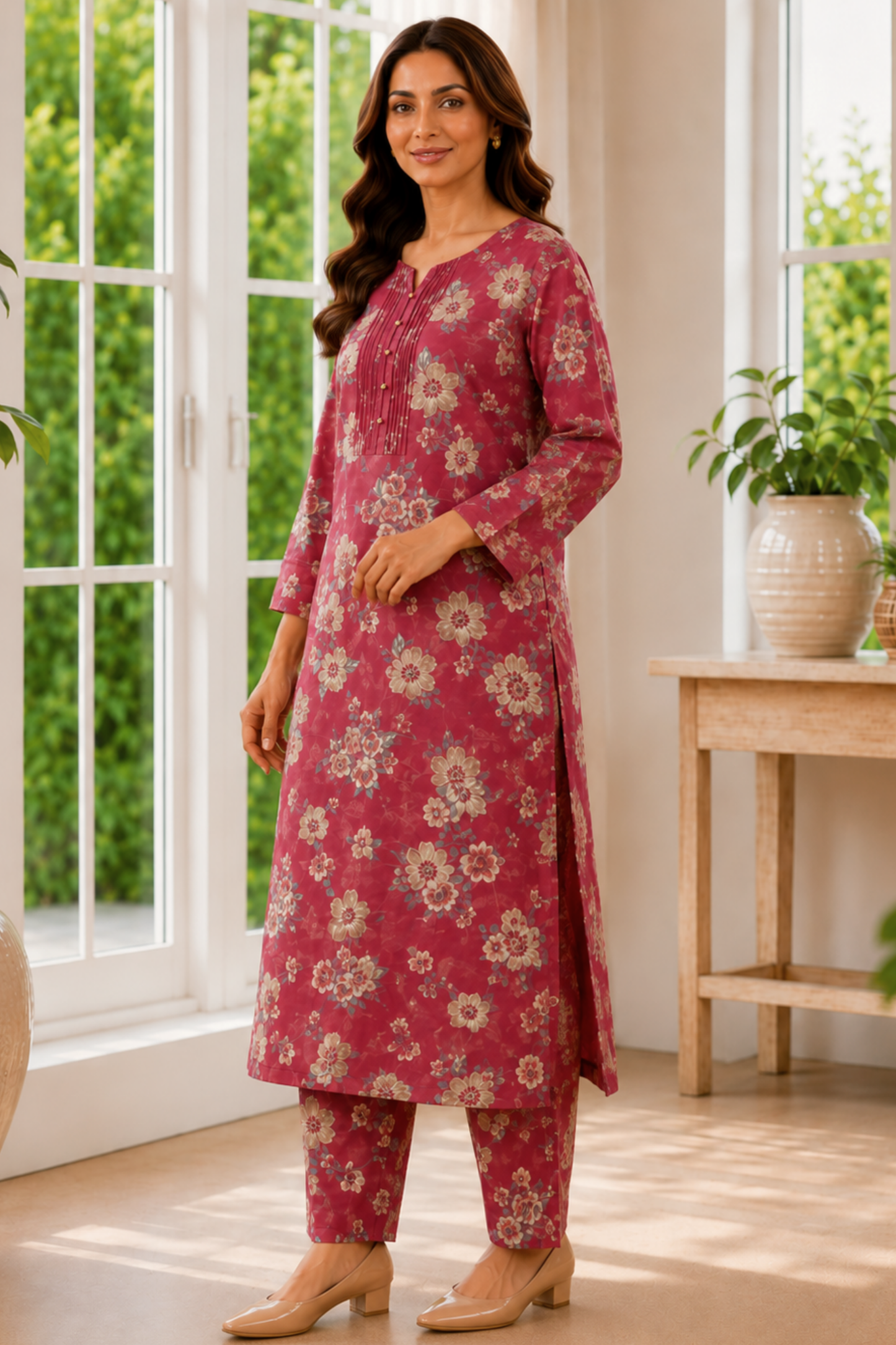 Wild Magnolia Foiled Cotton Kurta Set