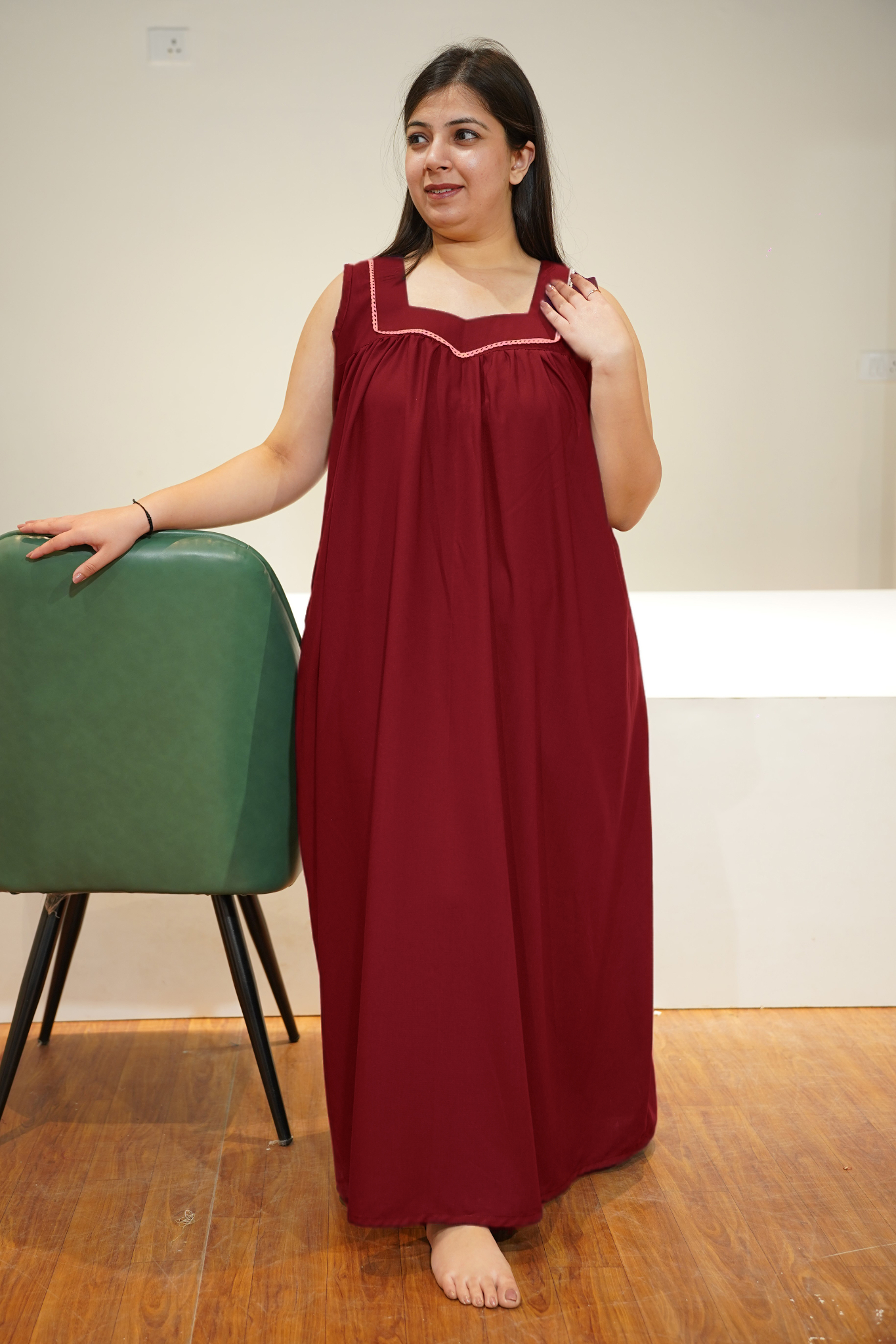 Maroon Rayon Night Gown
