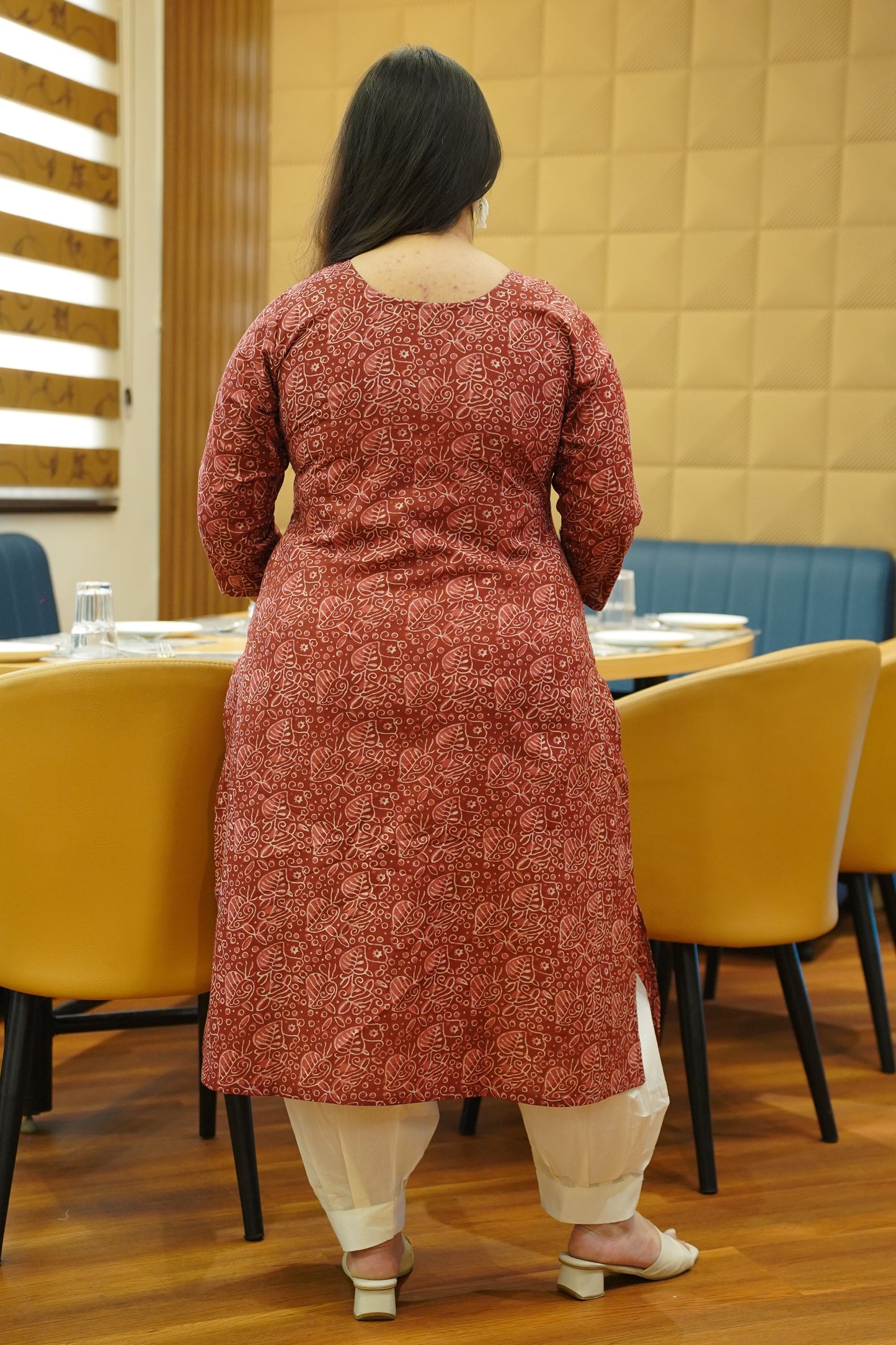 Maroon Ruby Bagru Cotton Kali Kurta